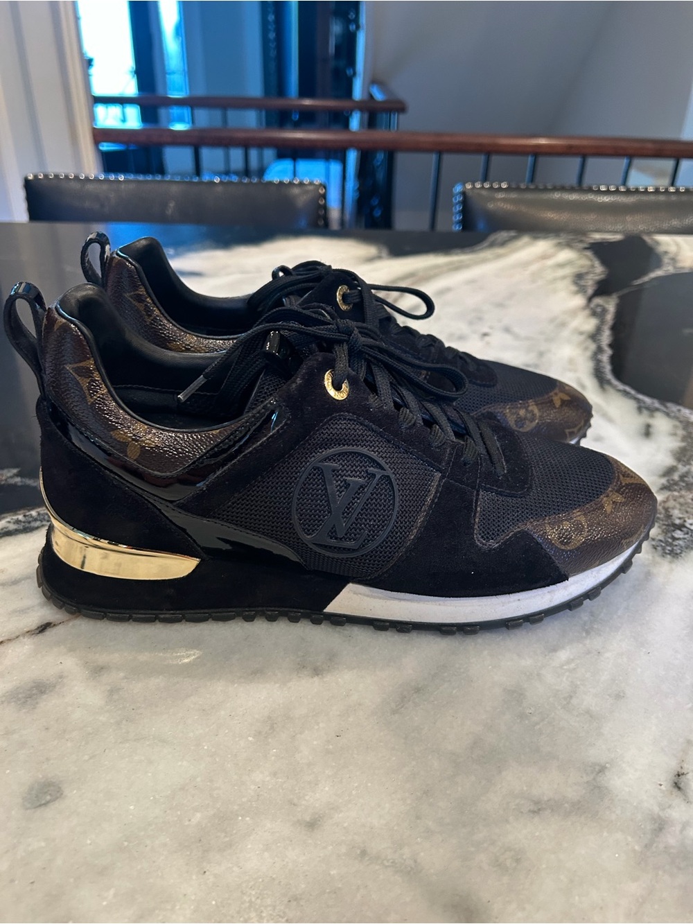 Louis Vuitton Black and Gold Monogram women’s  Low-Top Sneakers